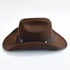 Vintage Western Cowboy Hat for Mens WOMEN Roll Brim Lady Cowgirl Jazz with Leather Cloche Church Sombrero Hombre Caps 240311