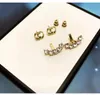 Fashion Stud High quality stylish and simple diamond brass material anti-sensitive ladies double G letter earrings