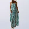 Casual klänningar ärmlös lång klänning Summer Strappy Bohemian Style Women's Vacation Maxi For Beach Resort Wear V Neck Printed Loose