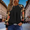 Damesblouses Comfortabel shirt met lange mouwen Elegante bloemenprint Bladerdeeg voor dames Stijlvolle werktops met O-hals en kanten details