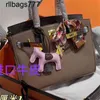 Genuine leather BK Handbag Bags Designer 2024 Fashion Women's Portable Shoulder Pure Cow with Pony Silk Scarf 30cm White Collar Lychee Pattern with Logo