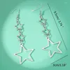 Boucles d'oreilles pendantes longues franges creuses, bijoux pentagrammes F19D