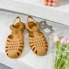 Sandalen Vrouwen Roman Jelly Retro Platte Transparant Kristal Strand Ronde Neus Casual Hollow Out Designer Schoenen 2024