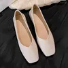 Casual Shoes Shiny Square Toe Grandma Women Slip On Shallow Flats Woman Sneakers Patent Leather Moccasins Office Thick Heels Loafers