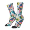 Herensokken Retro Cactus en Bloem Papegaai Huisdier Vogel Unisex Nieuwigheid Patroon Gedrukt Happy Crew Sock Gift