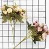 Faux Floral Greenery 1 Bunch 5 Forks 12 Heads Artificial Flowers Cheap Vases Home Decoration Accessories Wedding Diy Bridal Clearance for Photo Props Y240322