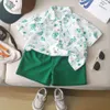 2024子供の夏の薄い赤ちゃんドーパミンビーチトップ半袖レモンイエローボーイズルーズシャツ