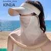 Moda Máscaras Faciais Pescoço Gaiter Top Vazio Beisebol C com Máscara Rosto Verão Malha Respirável Proteção Solar Viseira Anti UV C Esporte Ao Ar Livre Tênis Golfe Chapéu de Sol L240322