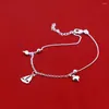 Bracelets de cheville Ins Fashion 925 en argent Sterling bijoux créatifs femmes gratuit voilier cheville Bling évider amour pied cheville jambe Bracelet