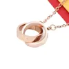 Heart Pendant Screw Necklaces Women Round Stainless Steel Couple Double Circle Gold Necklace Jewelry Neck Gifts for Woman