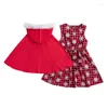 Girl Dresses 2Pcs Baby Halloween Christmas Outfits Pattern Print Hoodie Cloak Sleeveless Tutu Dress Toddler Cosplay Costume