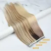 Extensões neitsi fita real ins extensões de cabelo adesivo natural cabelo humano em linha reta 12 "24" loira ombre máquina remy trama de pele sem costura