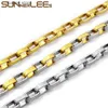 Charm Bracelets SUNNERLEES Stainless Steel Necklace Set 6mm Geometric Box Link Chain Silver Color Gold Plated Men Women Jewelry SC193 S L240322