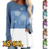 Women's T-Shirt Womens top T-shirt cartoon dandelion flower painting street sweater casual long sleeved round neck basic XS-8XL 240322