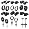 Boucles d'oreilles pendantes en acier inoxydable, 1 paire/12 paires, en acier inoxydable, CZ, boule d'haltère, Goth Punk, cône croisé, cerceau Huggie pour hommes et femmes