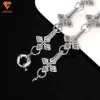 Nowy przylot 925 Sterling Srebrny Hiphop Fashion Biżuteria Naszyjnik Losowany Bagiete VVS MOISSANITE Cross Cross Cuban Link Chain