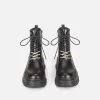 Boots British Style New Platform Boots Women Round Toe Lace Up Otgle Boots for Women Women Heel Side Side Shipper Shoes Woman