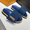 Mules Pool Pillow Flat Comfort Mule Par Blue Denim Slides Shoes Men Designer tofflor Women Luxury Sandale Beach Sandals Vintage Print Flip Letter Slipper 35-46