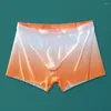 Underpants Men Shorts Briefs Underwear Men's Seamless Gradient Color Ice Silk With U-convex Design Mid-rise Slim Fit For High