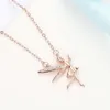 Pendants Simple And Personalized Pure Silver Colored Elf Necklace Women's Rose Gold Zircon Pendant Valentine's Day Gift