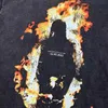 Herr t-shirts flamma tryckt retro tvättade kortärmade t-shirt j240322