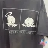 メンズTシャツ特大の聖マイケルTシャツ綿緑色のメガネ羊ヘッドプリントウォッシュトップティーストリート肩ドロップ短袖TシャツJ240322