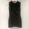 Vestidos casuais básicos Marca de designer 2023 verão novo vestido de diamante artesanal de diamante sem mangas ymiu sky star preto slimmirt tank top hp3p