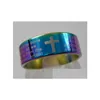 Band Rings 25Pcs English Lords Prayer Cross Mens Rainbow Stainless Steel Jewelry Lots Drop Delivery Ring Dhgarden Dhfta