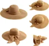 Chapeau de paille à grand nœud de 5,5 pouces pour femmes, grand chapeau de soleil de plage pliable et pliable, UPF 50+