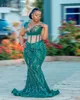 EBI 2024 ASO Hunter Green Mermaid Dress Illusion Crystals Evening Formal impreza Drugi przyjęcie 50. urodziny suknie zaręczynowe sukienki szata de soiree zj43 es