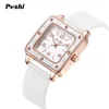 POSHI Uhr für Damen, modisch, lässig, Quarz-Armbanduhr, Silikonarmband, grünes Zifferblatt, Damen-Business-Uhren, Montre Femme 240322