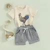 Kläder sätter baby pojke sommardräkt gård djur kort ärm t-shirt topp casual shorts set småbarn västerländska kläder