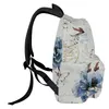 Sac à dos rétro fleur papillon bleu pivoine étudiant sacs d'école ordinateur portable personnalisé pour hommes femmes femme voyage Mochila