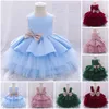 Doce Vinho Rosa Verde Azul Jóia Camadas Vestidos de Flor para Meninas Vestidos de Aniversário de Meninas Saia de Festa Menina Vestido de Todos os Dias para Crianças Desgaste de Festa SZ 2-4 D322121