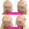 Perruque Lace Frontal Wig brésilienne naturelle, cheveux humains, Deep Wave, blond 613 Hd, 13x6, 13x4, Lace Frontal Transparent