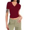 Mulheres camisetas Mulheres Manga Curta Soild Sexy Cute Tee Slim Fit Apertado Crop-Top Camisa Top Fashion Blusa para Roupas Y2K