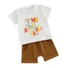 Kledingsets Peuterjongen Zomeroutfits Briefprint T-shirt met korte mouwen Casual shorts Big Lil Brother Matching