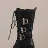 Stivali Reave Cat Ladies Goth Boots Square Block Tanna Super High da 14,5 cm Platform Hill 7,5 cm Lacci con cerniera in grande dimensione 44 45 46 Street