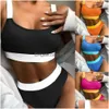 Women'S Swimwear 2024 Split High Waist Solid Color Bikini Womens Swimsuit Drop Delivery Apparel Clothing Dhewu