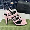 Designerskie buty na wysokim obcasie Sandały Formalne grube pięty Luxury Nowe kobiety Otwórz Klasyczne obcasy 9,5 cm oryginalne skórzane metalowe sandały na nagie paski