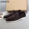 Skor varm försäljning högkvalitativ plattskor män verklig mocka läder casual formella skor kvinnor gummisula slipon walk loafers skor unisex