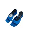 Billig butik 90% rabatt i grossist za kvinnor skor fyrkantig tå öppen tjock häl hög sandaler cool drag tillbaka ihålig formad fruktfärg