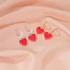 Baumelnde Ohrringe, modisch, romantisch, kleiner roter herzförmiger Anhänger, bezaubernder Damen-Hochzeitsfeier-Schmuck, Valentinstagsgeschenke