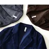 Herbst Casual 100% Baumwolle Cord Safari Anzüge für Männer Kleidung Einfarbig Blazer Männer Jacken Übergröße BL1009 240313