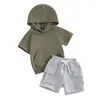 Ensembles de vêtements Baby Boys Vêtements 6 12 18 24 mois Tops à manches courtes à capuche et poches Shorts de taille élastique