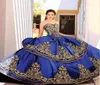 ヴィンテージの恋人サテンボールガウンQuinceanera Dresses Gold Lace Applique Embroideryレイヤードビーズ床の長さプロムドレス8863671