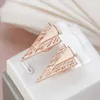 Dangle Earrings Wbmqda Hollow Geometric Drop For Women 585 Rose Gold Color Natural Zircon Daily Party Fine Jewelry Accessories