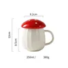 Tasses Tasse de champignon de dessin animé tasse de café de lait en céramique mignonne avec couvercle cadeau d'anniversaire idéal pour les femmes maman cuisine maison Drinkware