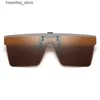 サングラスのYameize Clip on Sunglasses Men MEN POLARIZED FLAT TOP SUN GLASSES MIRRORファッションブランドデザイナーアイグラスシェードUV400 OCULOS L240322