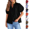 Camisas femininas moda verão botão-para baixo camisa de manga curta v pescoço algodão formal casual topo blusa feminina